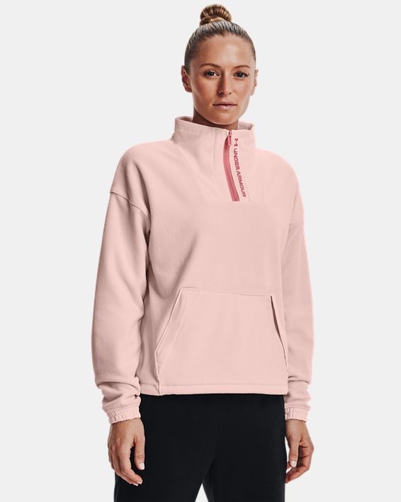 Sudadera con capucha y media cremallera UA RUSH™ Fleece para mujer, Pink, pdpMainDesktop image number 0